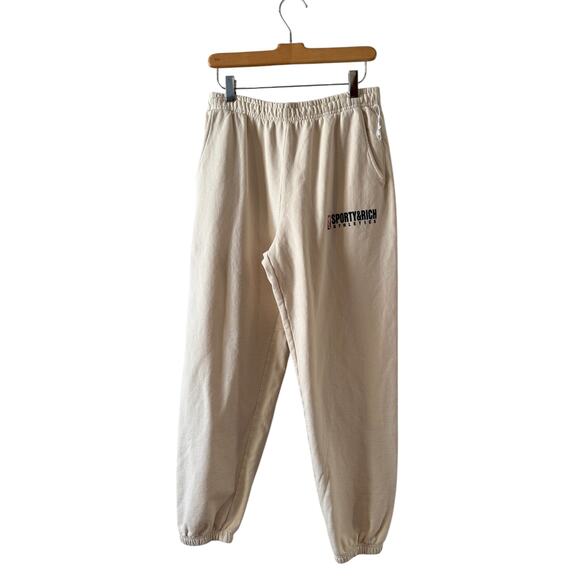 Sporty & Rich Team Logo Sweatpants Beige M - Picture 2 of 9